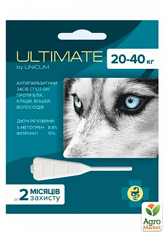 Краплі від бліх, кліщів, вошей та власоїдів UNICUM ULTIMATE (для собак 20-40 кг) s-метопрен, фіпроніл 3,2мл (UL-046)2