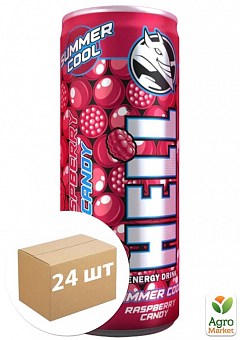 Энергетический напиток со вкусом Cool Raspberry Candy ТМ "Hell" 0.25 л упаковка 24 шт1