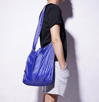 Складная компактная сумка-шоппер синяя Sshopping bag to roll up SKL11-322287 - фото 5