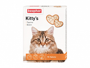 Beaphar Kitty`s   Витаминизированные лакомства для кошек с биотином и таурином, 75 табл.  60 г (1250980)