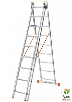 Лестница алюминиевая 3-х секционная BLUETOOLS (3х9 ступенек) (160-9309)1