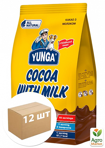 Напиток растворимый какао с молоком ТМ "Юнга" пакет 300г упаковка 12шт