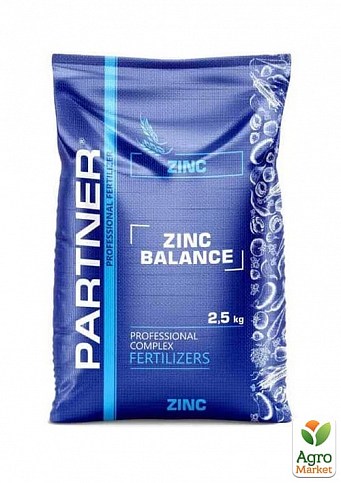 Комплексне Добриво ZINC BALANCE NPK 13.25.9 + S 5,4 + MGO 1,5 + ZN 2 + MN 0,156 + CU 0,15 + FE 0,156 + AMK 0,6 ТМ Partner 2,5 кг