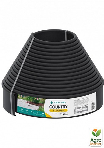 Бордюр садовый пластиковый Country Standard H100 15м черный (82952-15-BK)