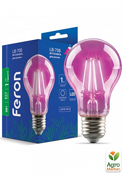 Лампа для рослин 8Вт E27 Feron LB-708 A60 фіто(40139)3