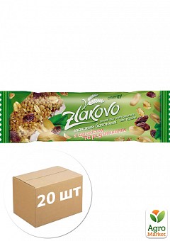 Батончики с арахисом и изюмом (частично глазурированные) ТМ "Zlakovo" 40г упаковка 20 шт2