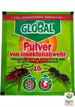 Порошок від тарганів, мурах, клопів, бліх та кліщів ТМ "Global" 10г2