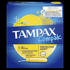 TAMPAX Compak Гигиенические тампоны с аппликатором Regular Single 8шт2