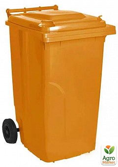 Бак для мусора на колесах с ручкой 120 л оранжевый (5814)1