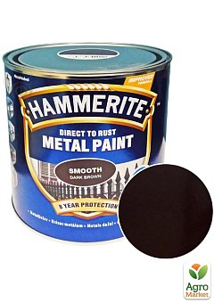Краска Hammerite Smooth Глянцевая эмаль по ржавчине темно-коричневая 2,5 л 2