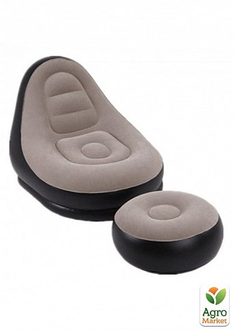 Надувне вінілове крісло з пуфиком Air Sofa з флокованим покриттям та насосом - фото 2
