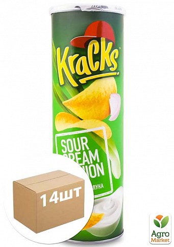 Чипсы картофельные Сметана с луком ТМ "Kracks" 160г упаковка 14 шт