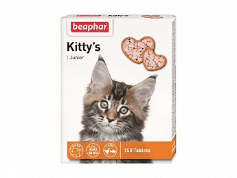 Beaphar Kitty`s Junior   Витаминизированные лакомства для кошек, 150 табл.  80 г (1250810)