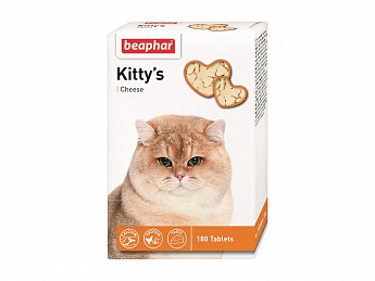 Beaphar Kitty`s + Cheese Витаминизированные лакомства для кошек с сыром, 180 табл.  145 г (1259440)
