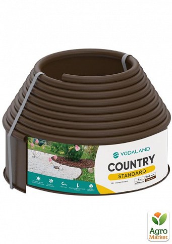 Бордюр садовый пластиковый Country Standard H100 6м коричневый (82952-6-BN)