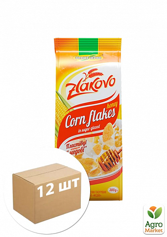 Пластівці кукурудзяні Злаково Медові в глазурі 300 г уп. 12 шт