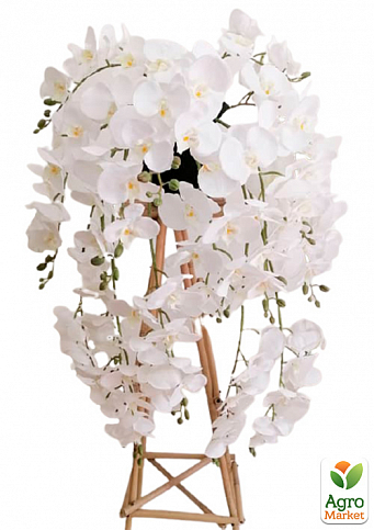 Орхидея искусственная белая в вазоне на 15 орхидей (ОК12111)