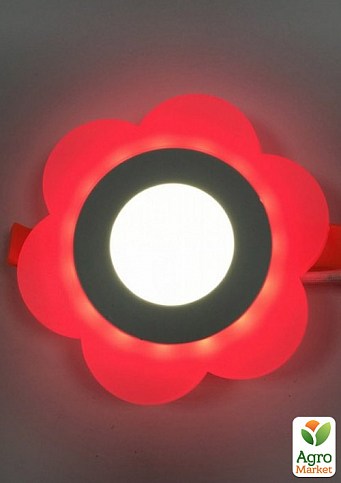 LED панель Lemanso  LM908 "Молочная ромашка" круг  3+3W красная подсв.  320Lm 4500K 175-265V (331683)