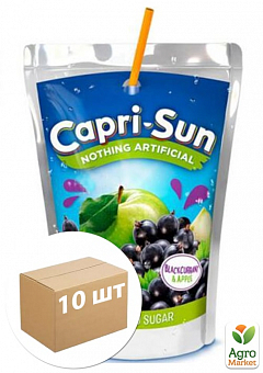 Сік No Added Sugar Blackcurrant & Apple (Чорна смородина та яблуко з підсолоджувачами) ТМ "Capri Sun" 0.2л упаковка 10шт1