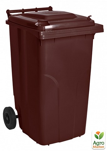 Бак для мусора на колесах с ручкой 240 литров темно-коричневый (4050)