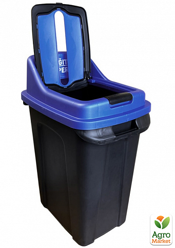 Бак для сортировки мусора Planet Re-Cycler 50 л черный - синий (бумага) (12187) - фото 2