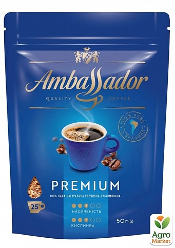 Кофе растворимый Premium ТМ "Ambassador" 50г упаковка 36 пак - фото 2