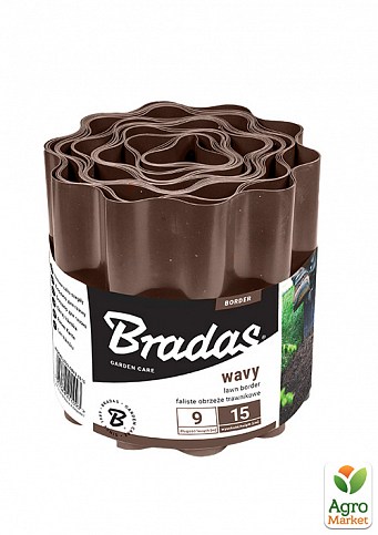 Бордюр хвилястий газонний 9м х 10см, коричневий Bradas OBFB 0910