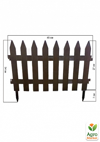 Декоративный пластиковый забор темно-коричневый высота 35см, длина 3.2 м, 7 секций - фото 3
