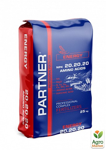 Комплексное Удобрение NPK ENERGY 20.20.20+АМК+ME ТМ Partner 25 кг