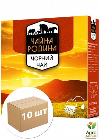 Чай черный байховый ТМ "Чайная семья" 100 пакетиков по 1,5г упаковка 10шт