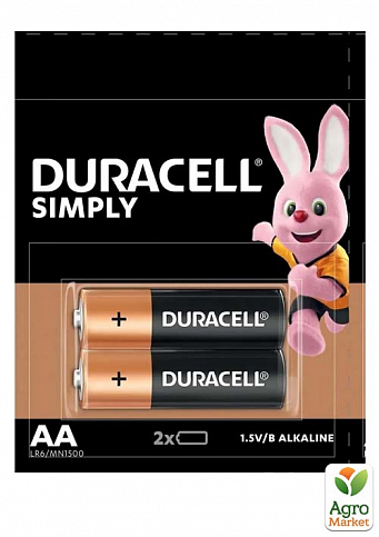 Батарейка Duracell Simply AA (LR06) 1,5V щелочная пальчиковая (2 шт)