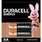 Батарейка Duracell Simply AA (LR06) 1,5V щелочная пальчиковая (2 шт) купить