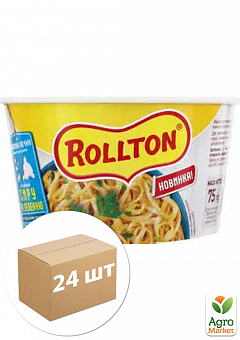 Лапша яичная быстрого приготовления (с сыром и зеленью) чашка ТМ "Rollton" 75г упаковка 24шт2