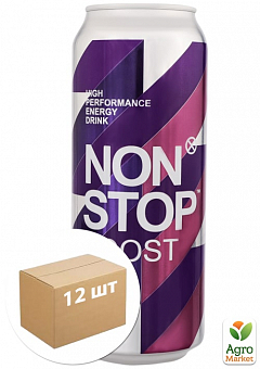 Безалкогольний енергетичний напій Non Stop Boost 0.5 л упаковка 12шт2