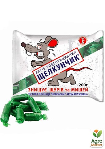 Родентицид від мишей та щурів, ковбаски "Лускунчик" (тісто, пакет) 200г