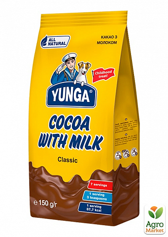 Напиток растворимый какао с молоком ТМ "Юнга" пакет 150г упаковка 12шт - фото 2