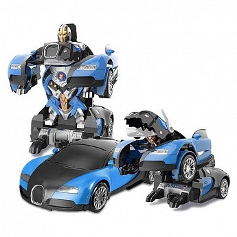 Машинка Трансформер Bugatti Robot Car Size 118 Синяя SKL11-279519 - фото 2