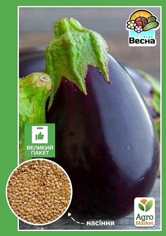 Баклажан "Черный красавец" (Большой пакет) ТМ "Весна" 1г