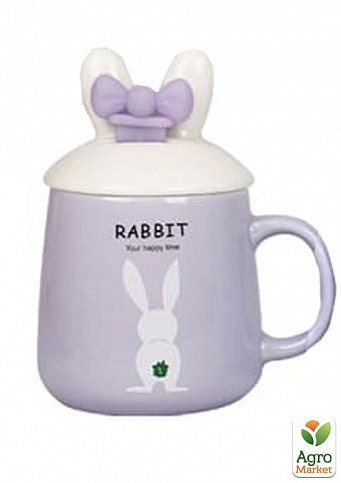 Чашка з кришкою та ложкою Кролик бузковий 360мл (20622)