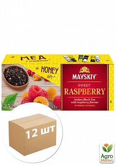 Чай черный "Сладкая малина" + мед ТМ "Майский" 45г упаковка 12шт2