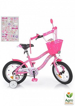 Велосипед детский PROF1 14д. Unicorn, SKD75,фонарь,звонок,зеркало,корзина,доп.кол.,розовый (Y14241-1)1
