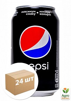Газированный напиток Black (железная банка) ТМ "Pepsi" 0,33л упаковка 24шт2